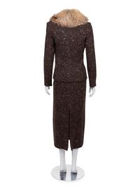 Christian Dior Tweed Skirt Ensemble with Fox Fur Collar, 1990-2000s