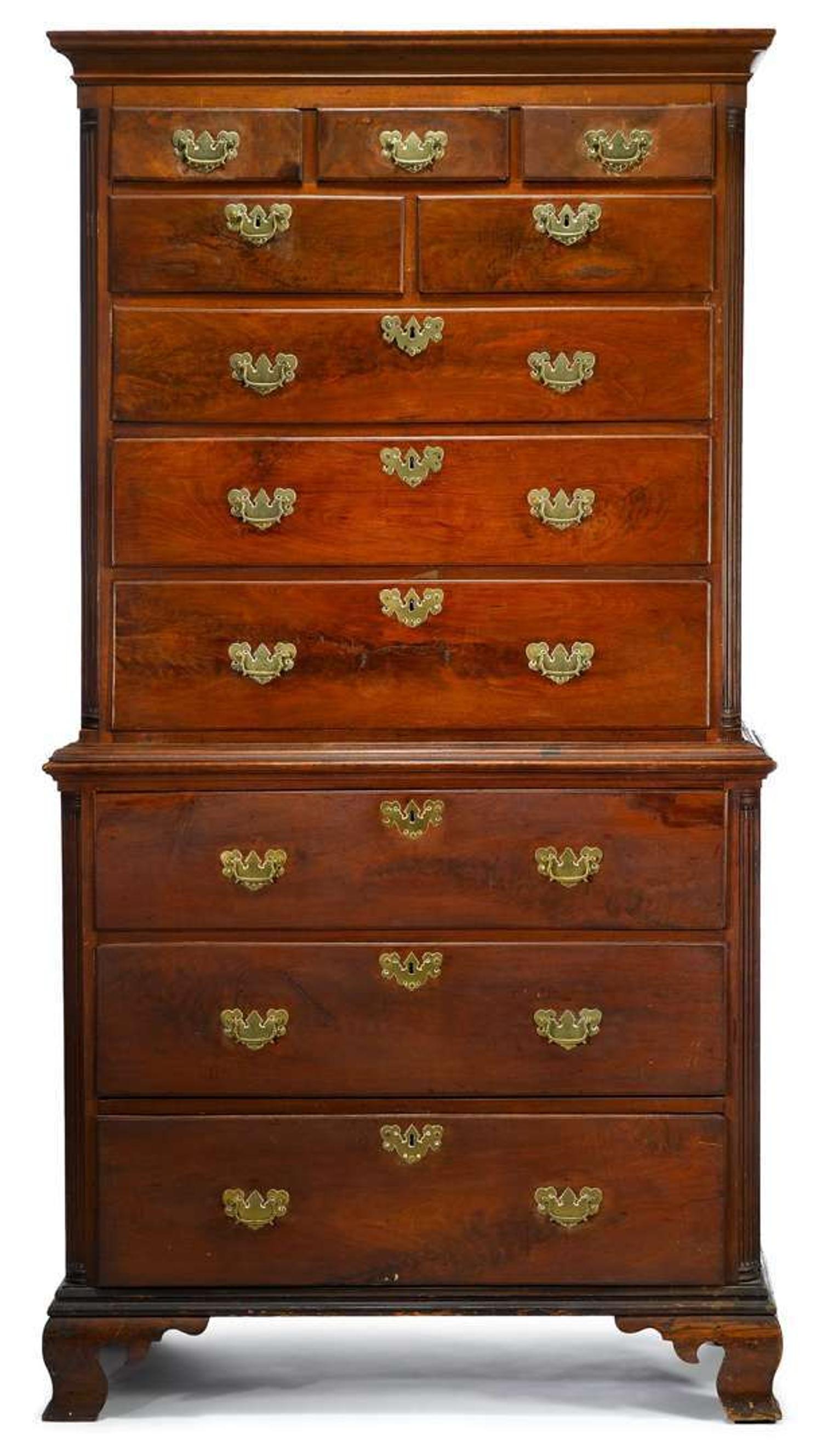Chippendale figured walnut chest-on-chest philadelphia, pa, circa 1775