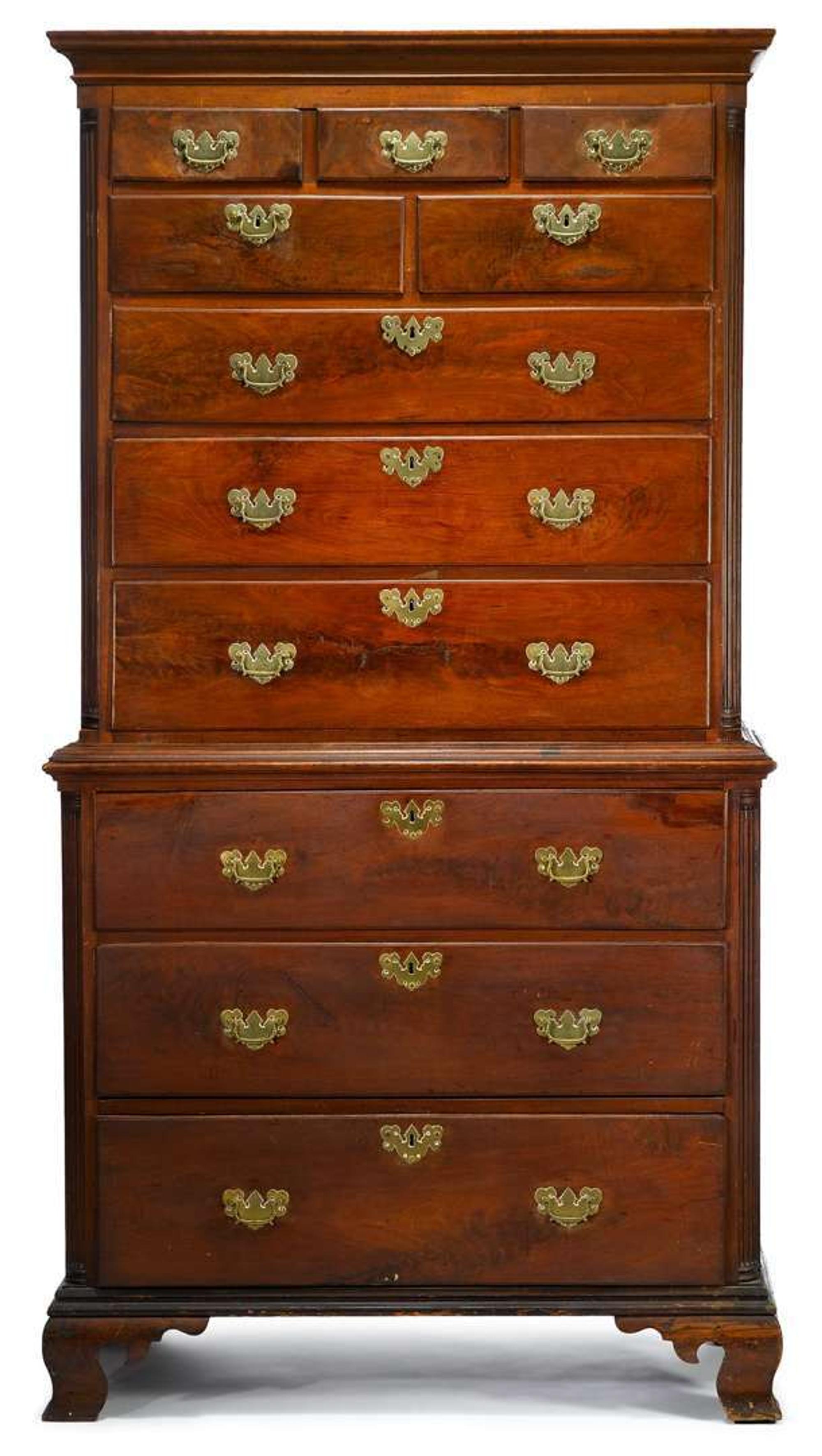 Chippendale figured walnut chest-on-chest philadelphia, pa, circa 1775