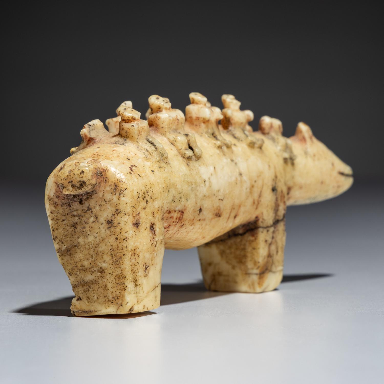 Inupiat Carved Bear with Ten Riders