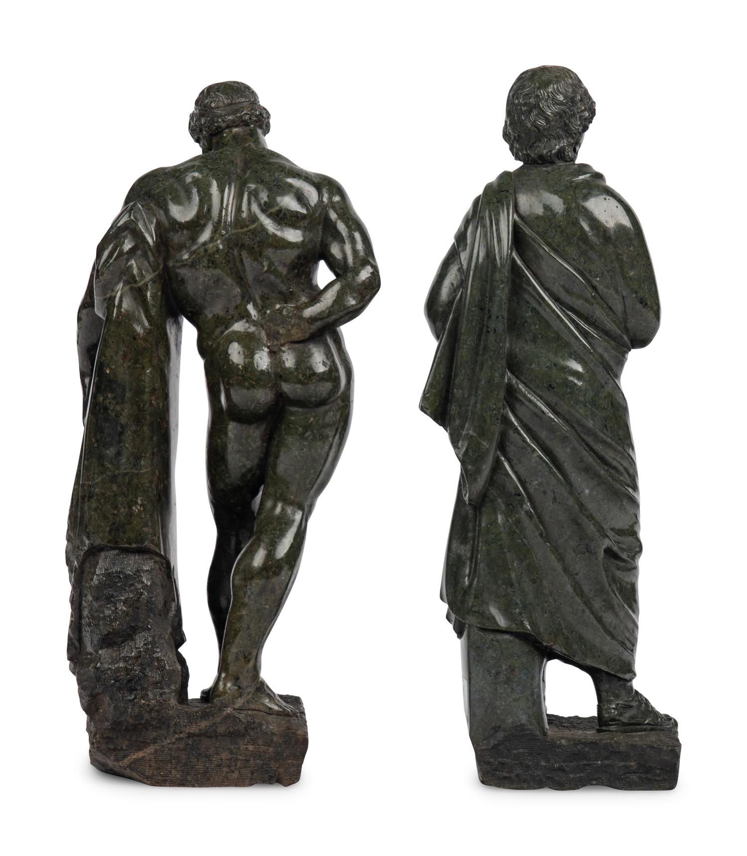 Two Italian Carved Marble Figures of Farnese Heracles and Aristides