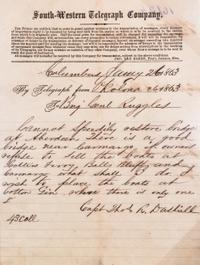 (CIVIL WAR; MISSISSIPPI) RUGGLES, GEN. DANIEL. 14 telegrams sent to Ruggles from March 1862 to Sept. 1863.