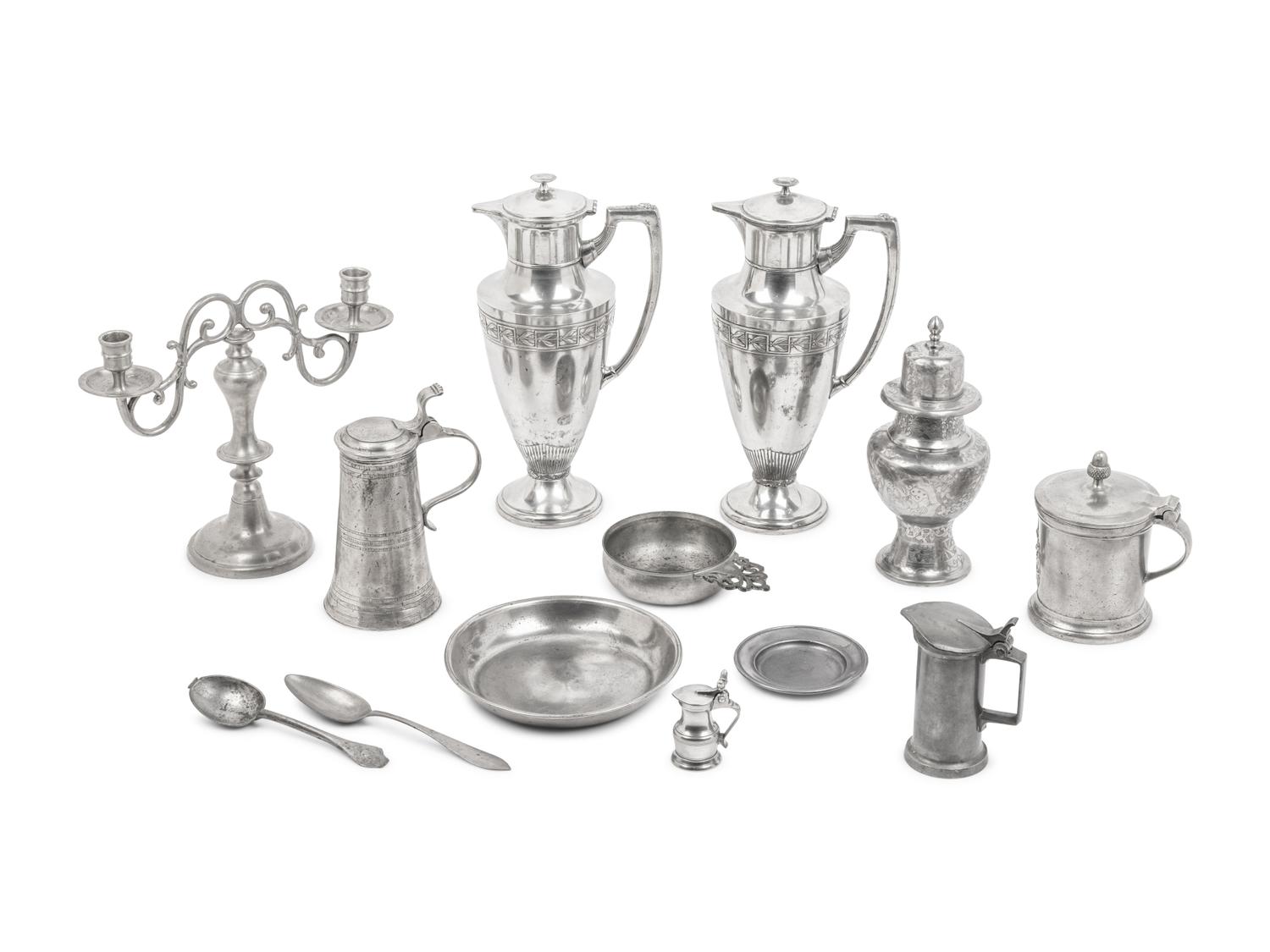 A Group of Assorted Pewter Articles