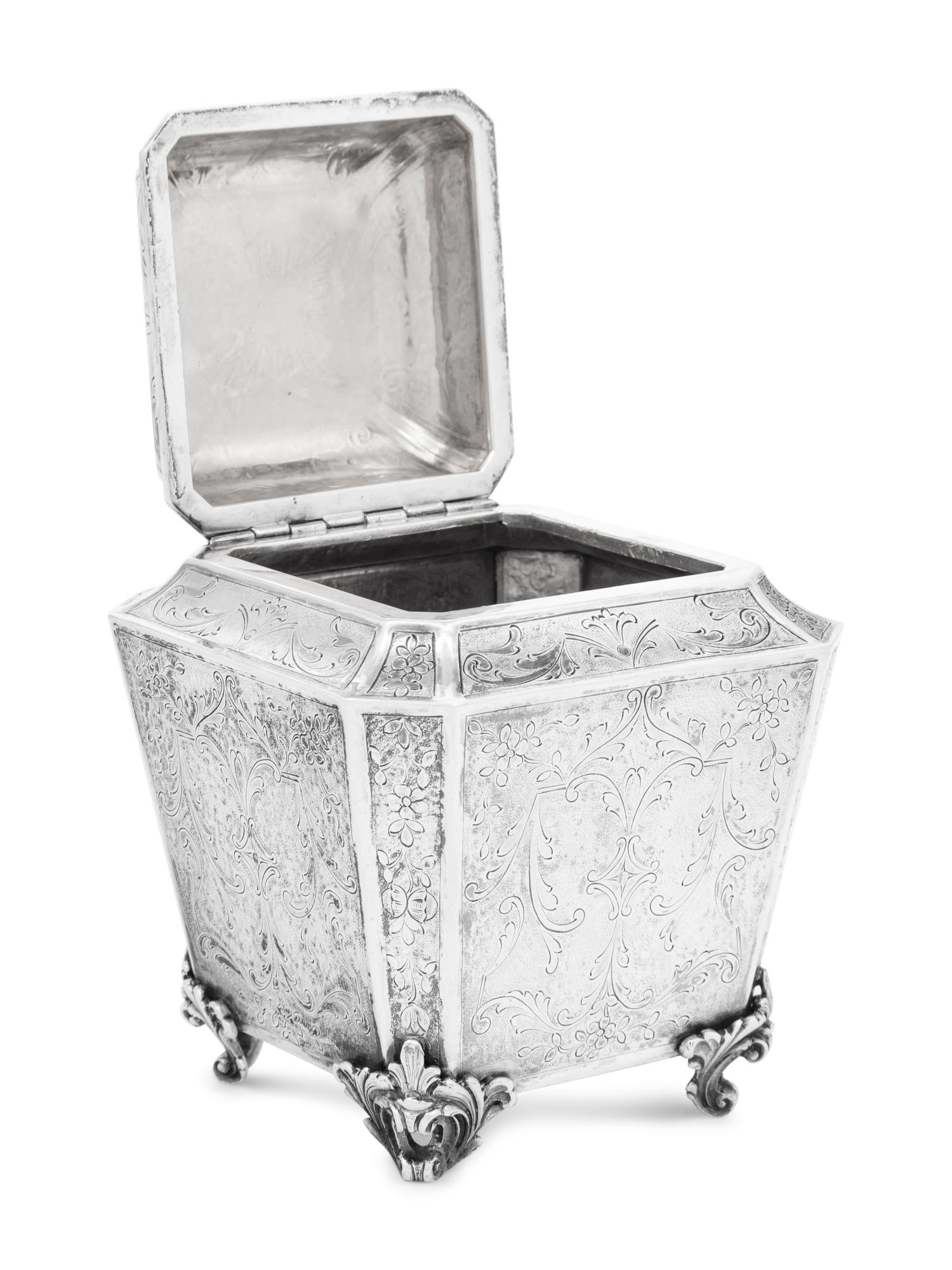 An Italian Silver Tea Caddy