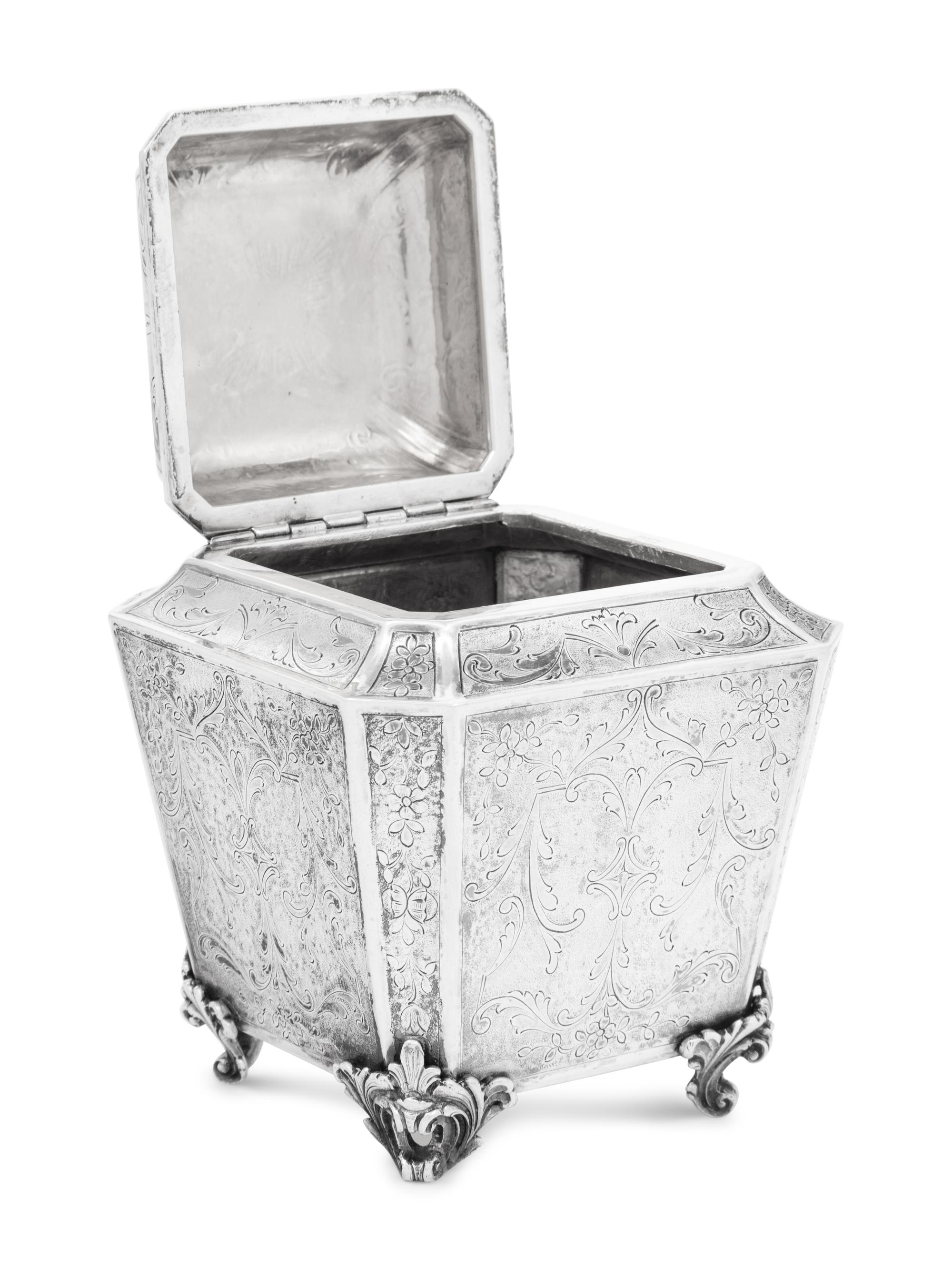 An Italian Silver Tea Caddy