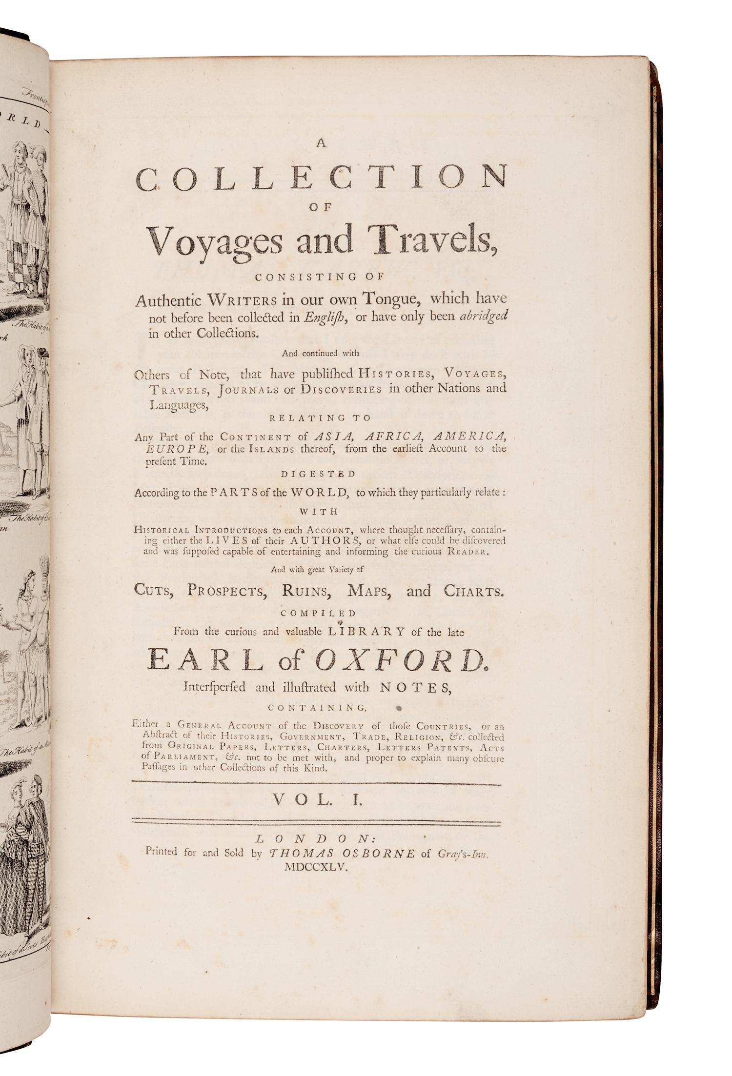 [TRAVEL & EXPLORATION]. OSBORNE, Thomas (d.1767). A Collection of Voyages and Travels. London: Thomas Osborne, 1745.
