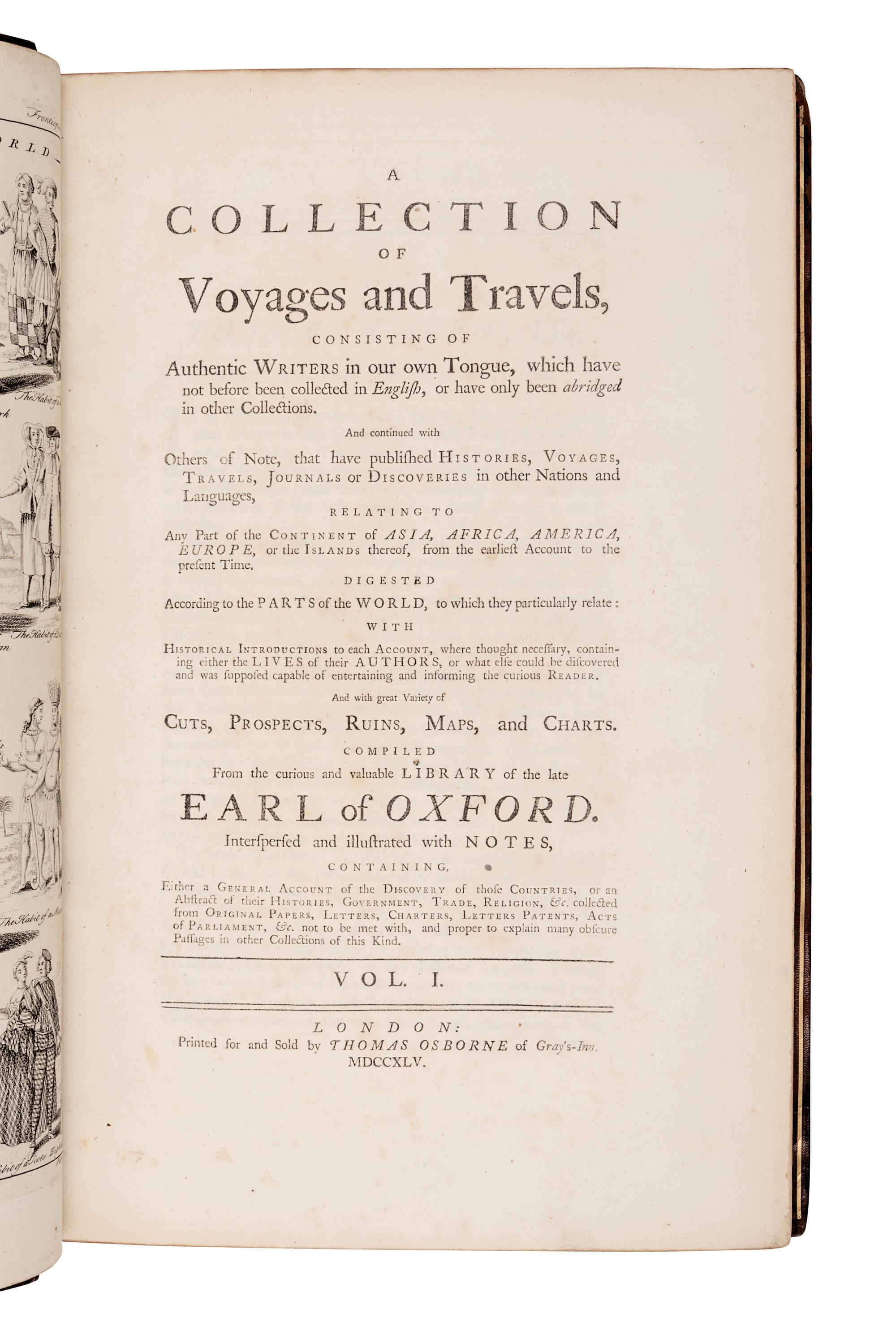 [TRAVEL & EXPLORATION]. OSBORNE, Thomas (d.1767). A Collection of Voyages and Travels. London: Thomas Osborne, 1745.