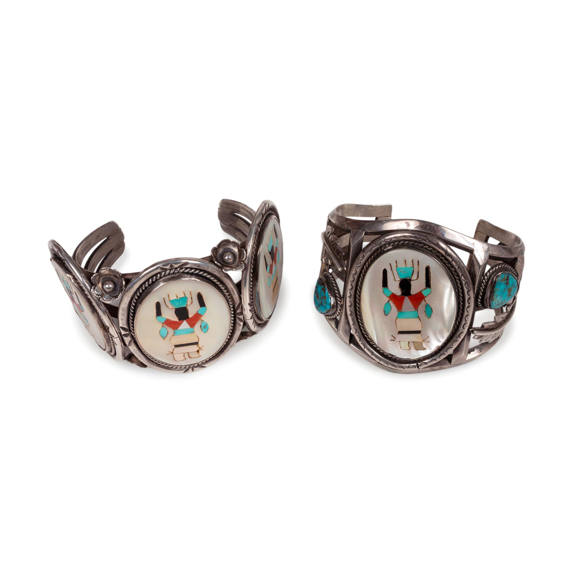 Zuni Mosaic Inlay Gan Dancer Cuff Bracelets