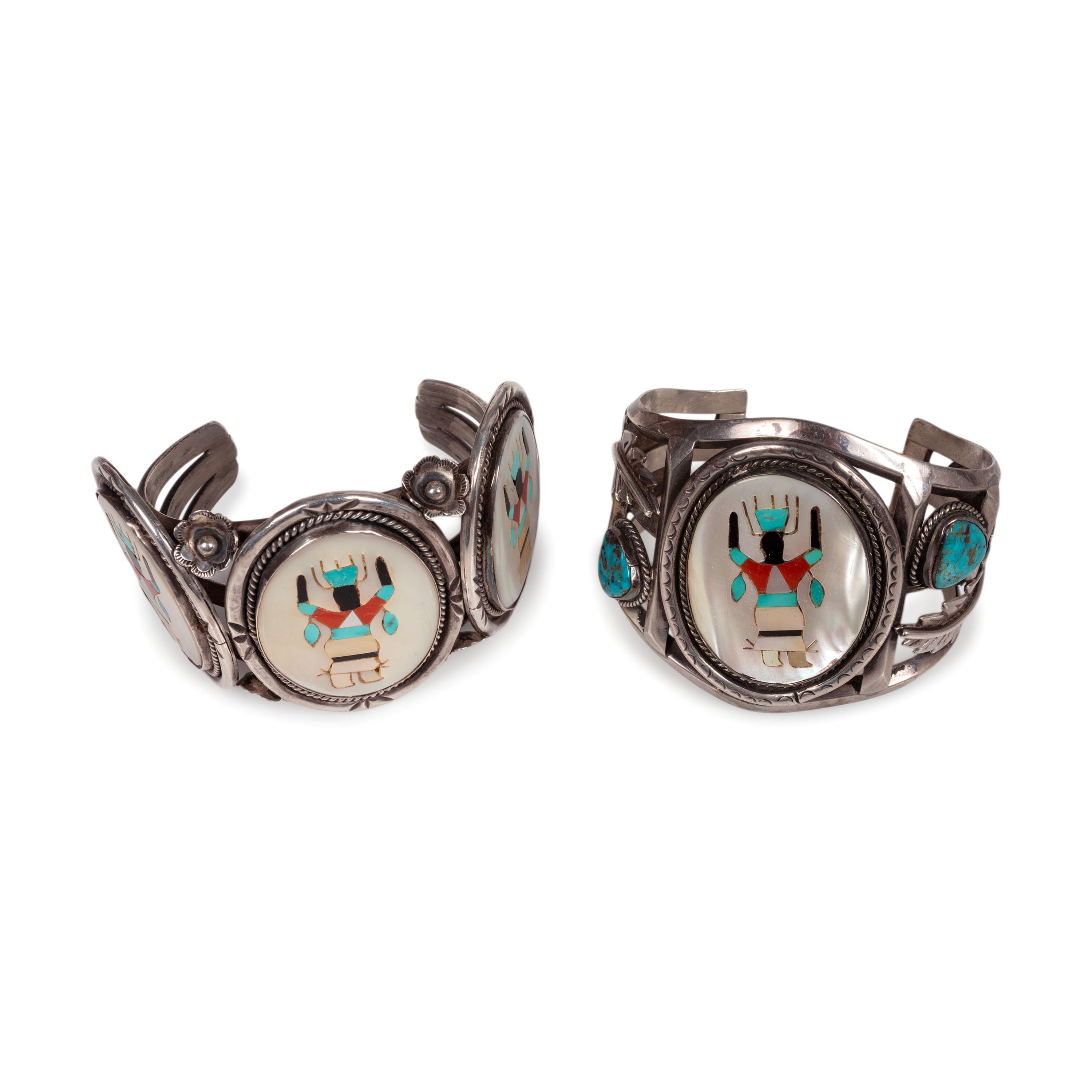 Zuni Mosaic Inlay Gan Dancer Cuff Bracelets