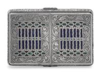 An Austrian Plique-a-Jour Enamel and Silver Cigarette Case