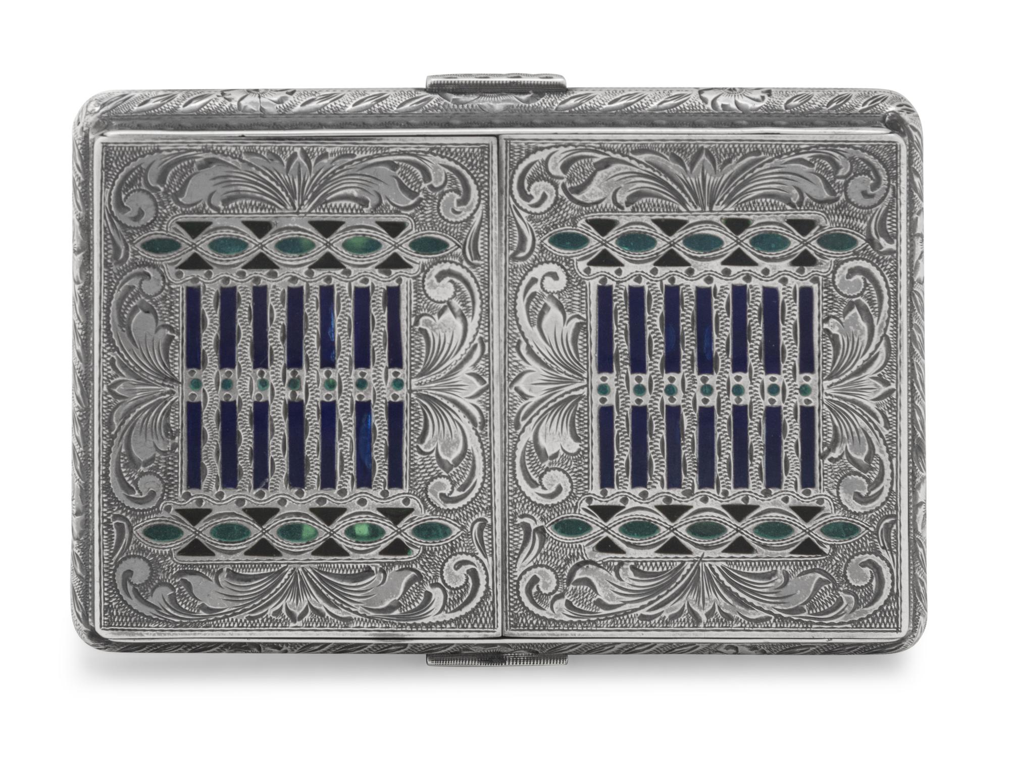 An Austrian Plique-a-Jour Enamel and Silver Cigarette Case