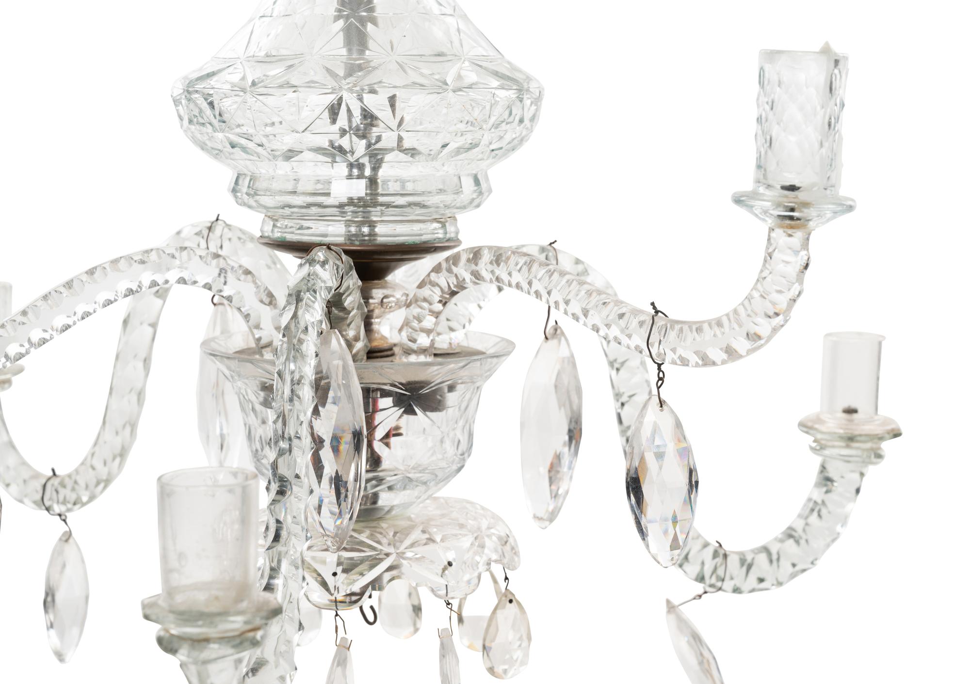 An English Cut Glass Six-Light Chandelier