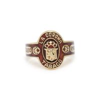 YELLOW GOLD AND RED ENAMEL CIGAR BAND RING