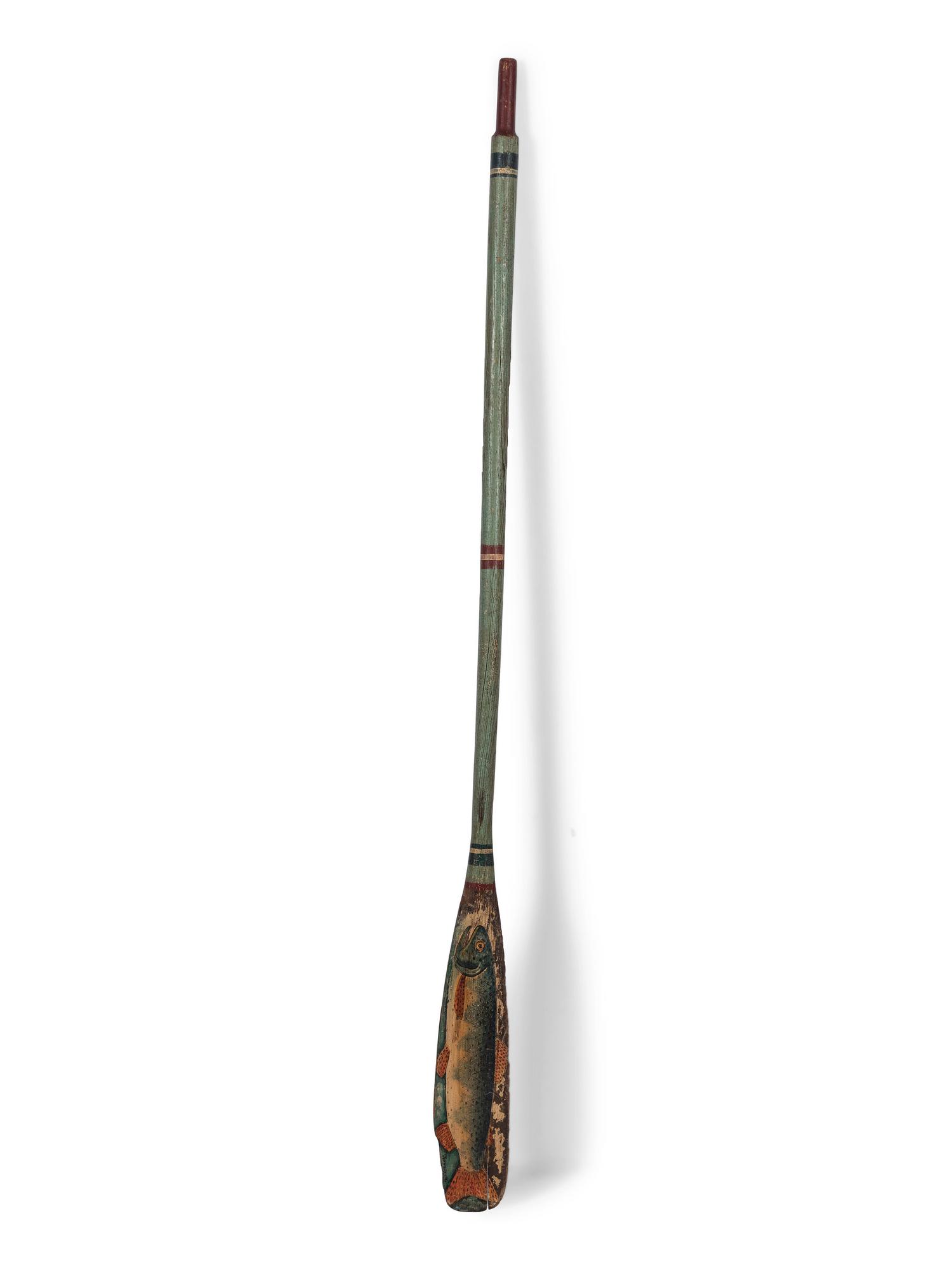 A Folk Art Paint Decorated Wood Canoe Paddle