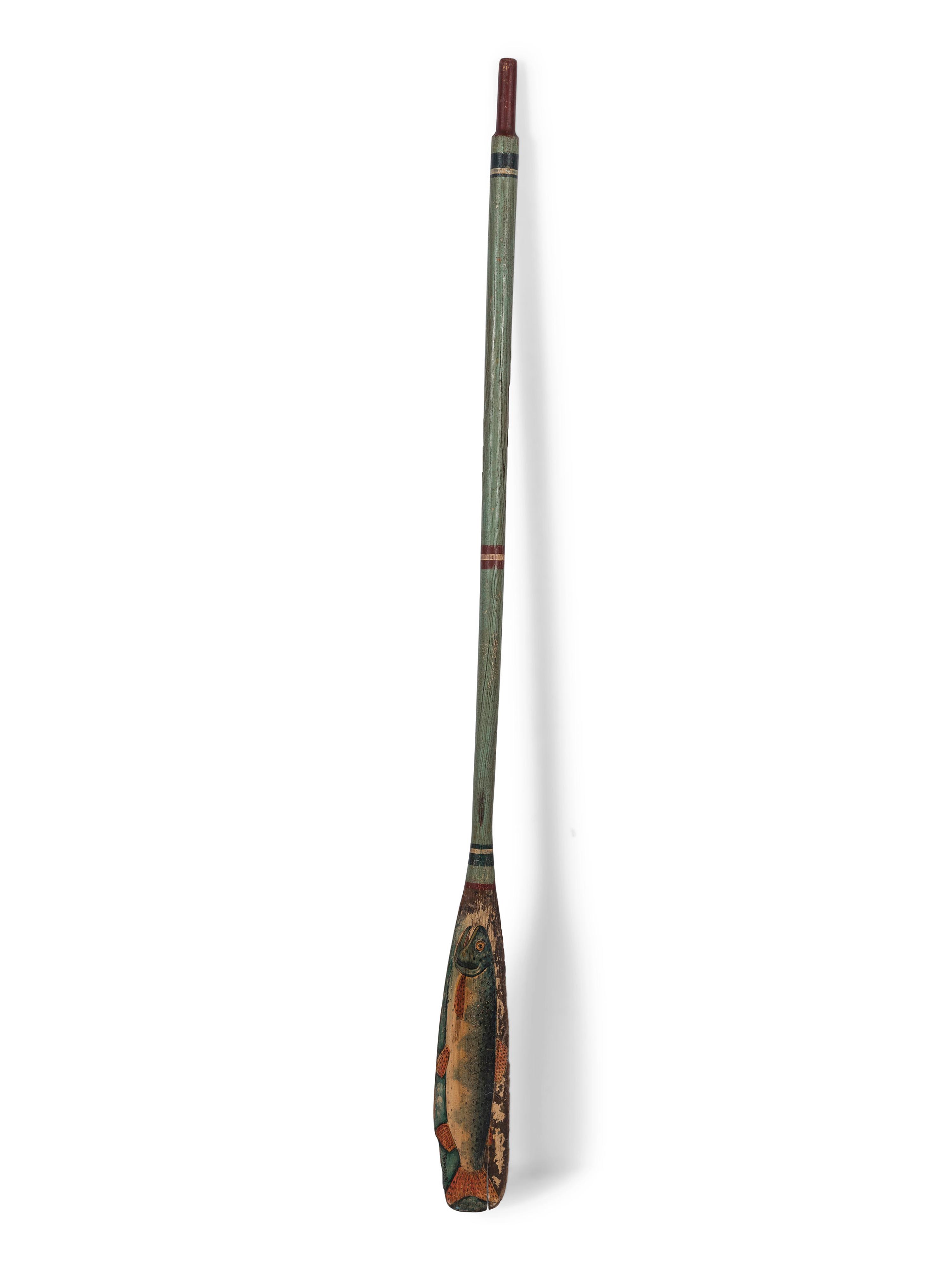 A Folk Art Paint Decorated Wood Canoe Paddle
