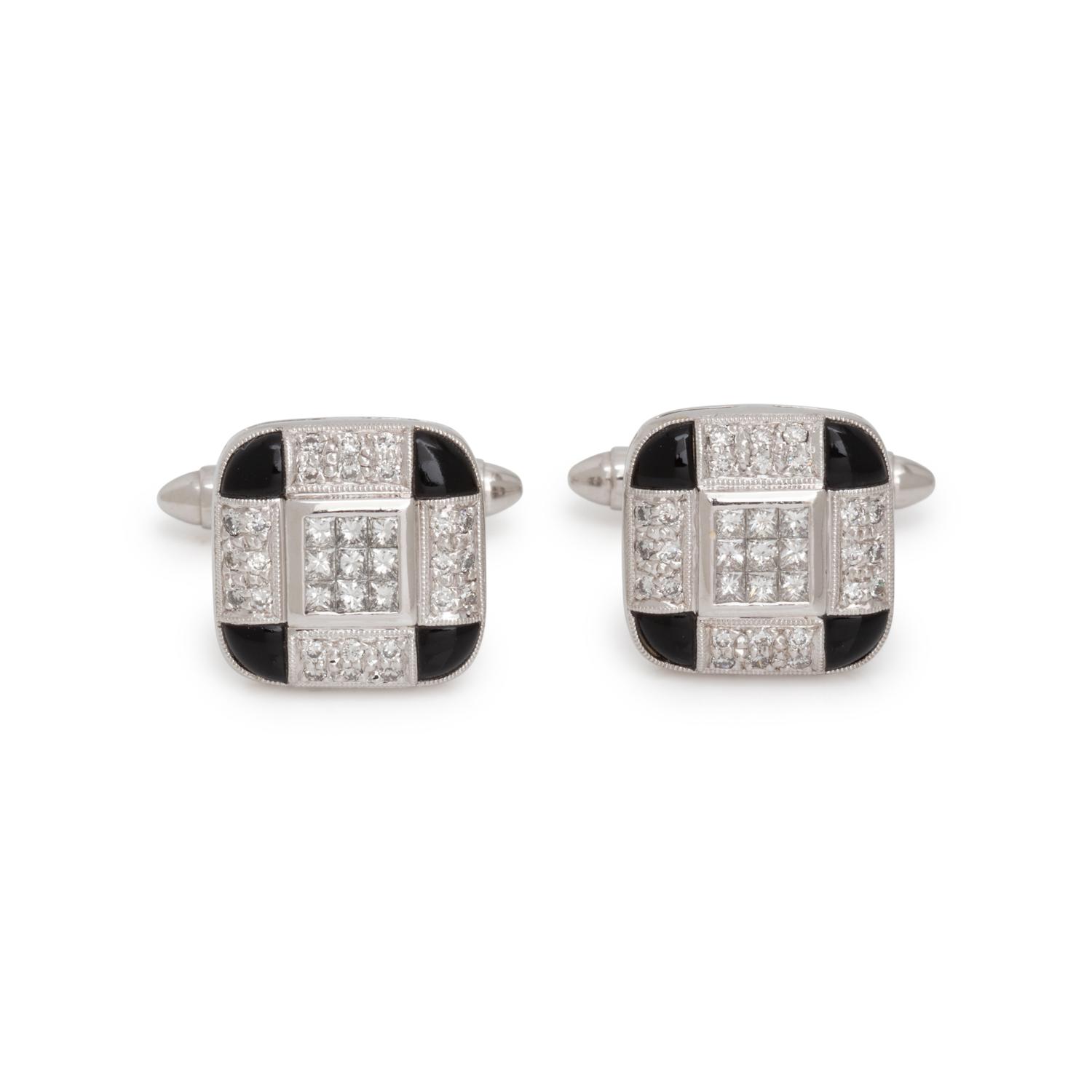 DIAMOND AND ONYX CUFFLINKS