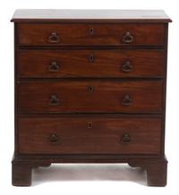 A George III Style Oak Bachelor's Chest, Height 30 3/4 x width 28 x depth 13 1/2 inches.