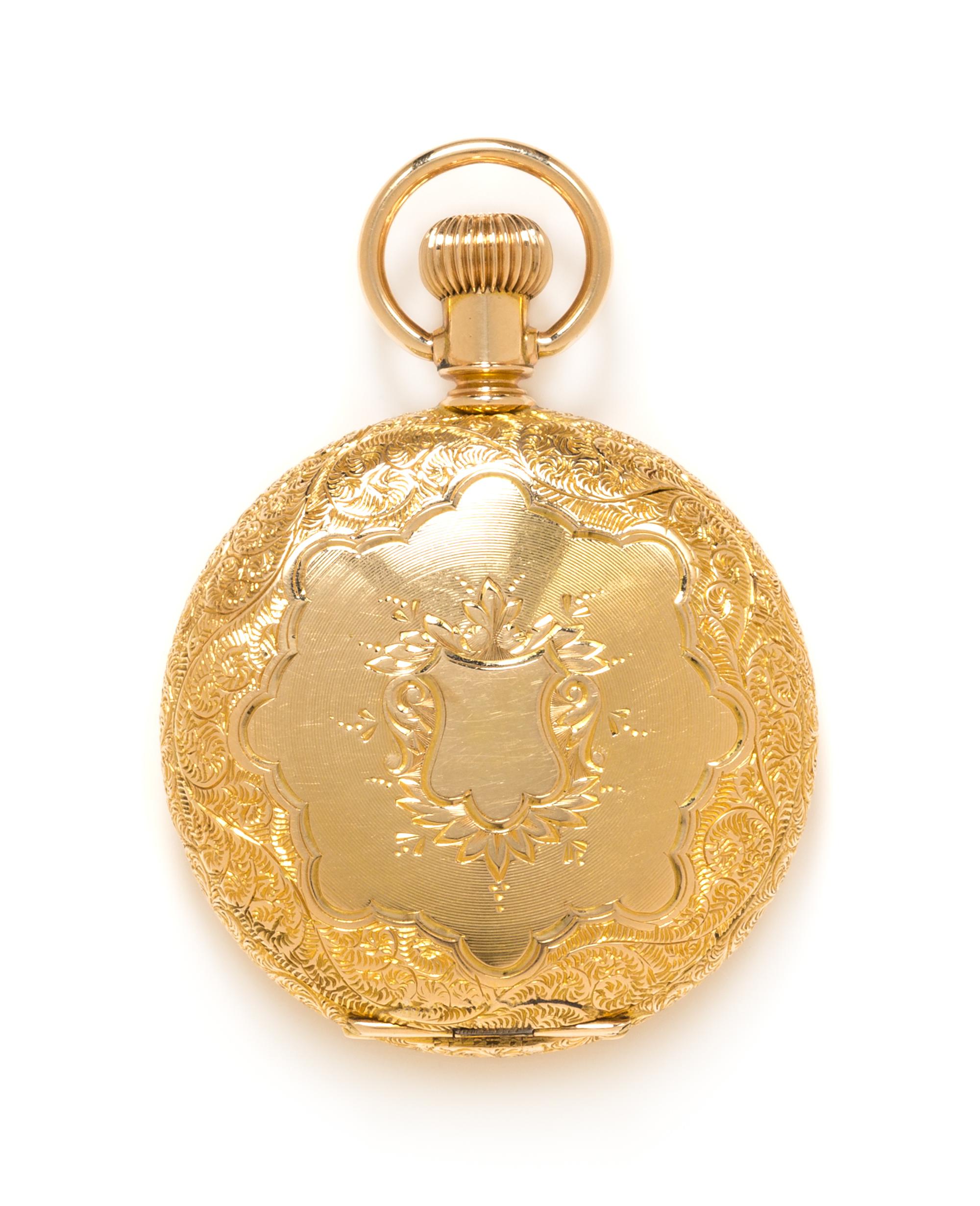A 14 Karat Yellow Gold Hunter Case Pocket Watch, Elgin, Circa 1894, 34.10 dwts.