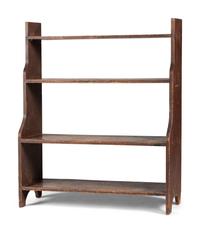 A Country Reddish-Brown Painted Pine Four-Tier Bucket Shelf