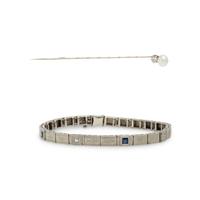 Multigem and White Gold Bracelet and Stick Pin