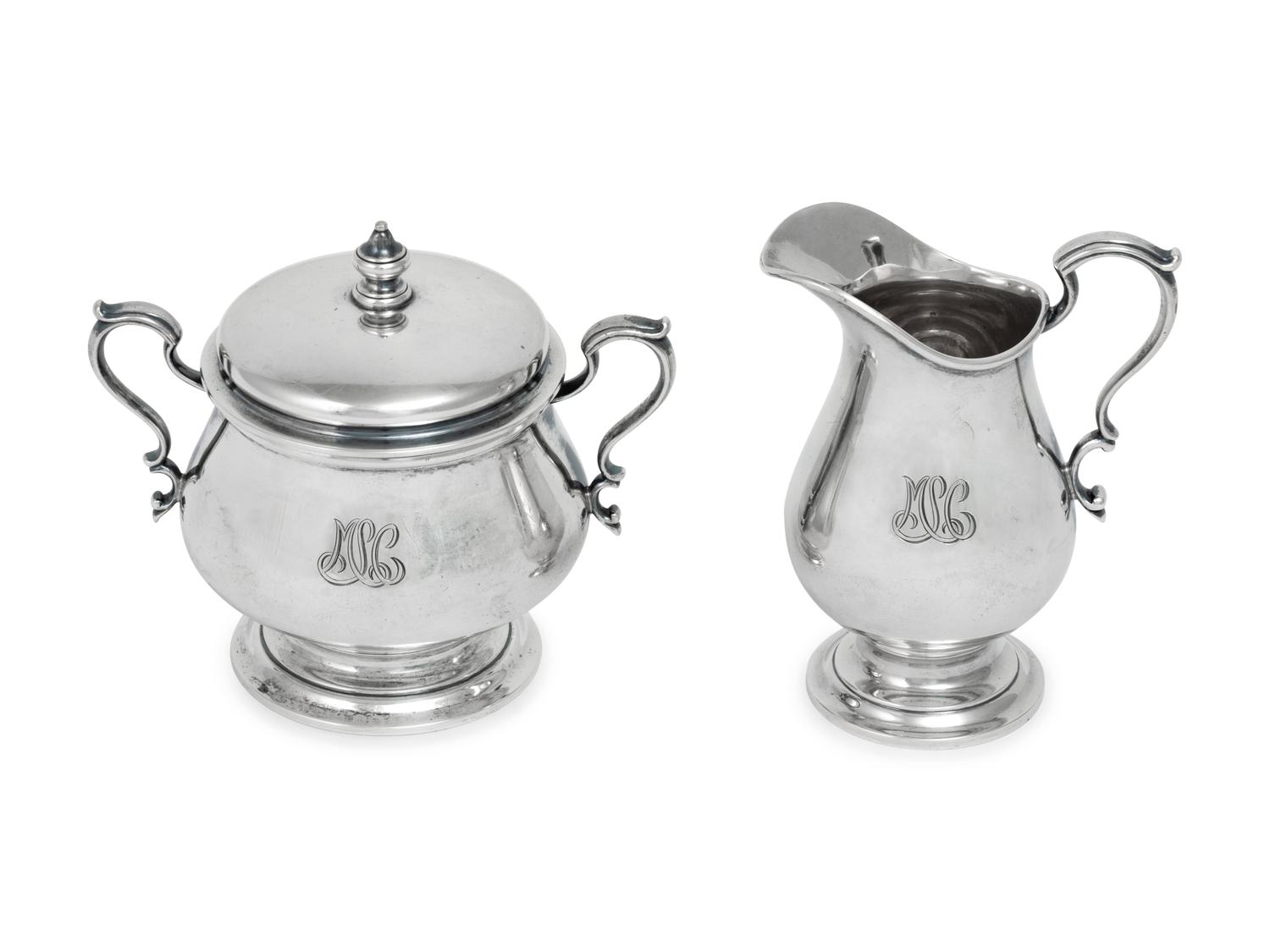 A Tiffany & Co. Silver Creamer and Covered Sugar