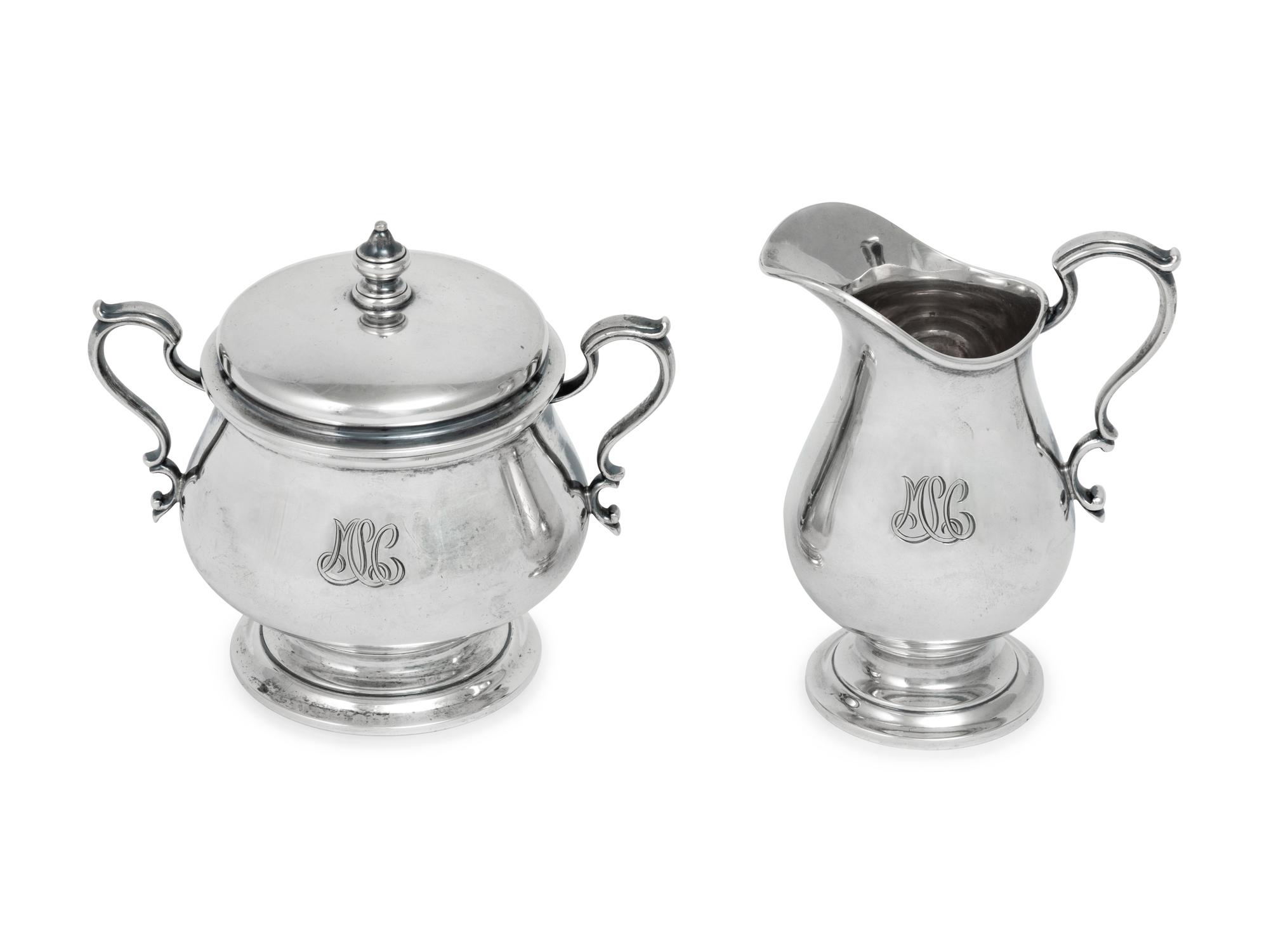 A Tiffany & Co. Silver Creamer and Covered Sugar