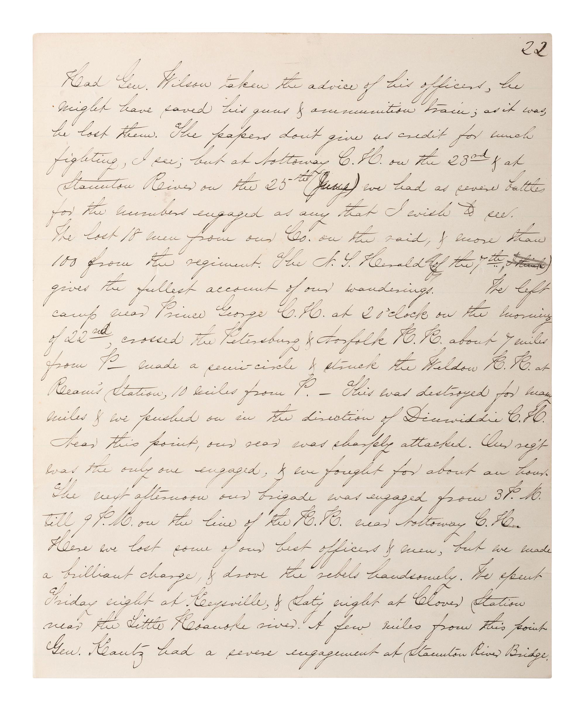 [CIVIL WAR - CUSTER, George A.]. Manuscript documenting the wartime experiences of Major Harlan Page Lloyd, 22nd New York Cavalry and 24th New York Light Artillery, aid to Custer during the Shenandoah Campaign.