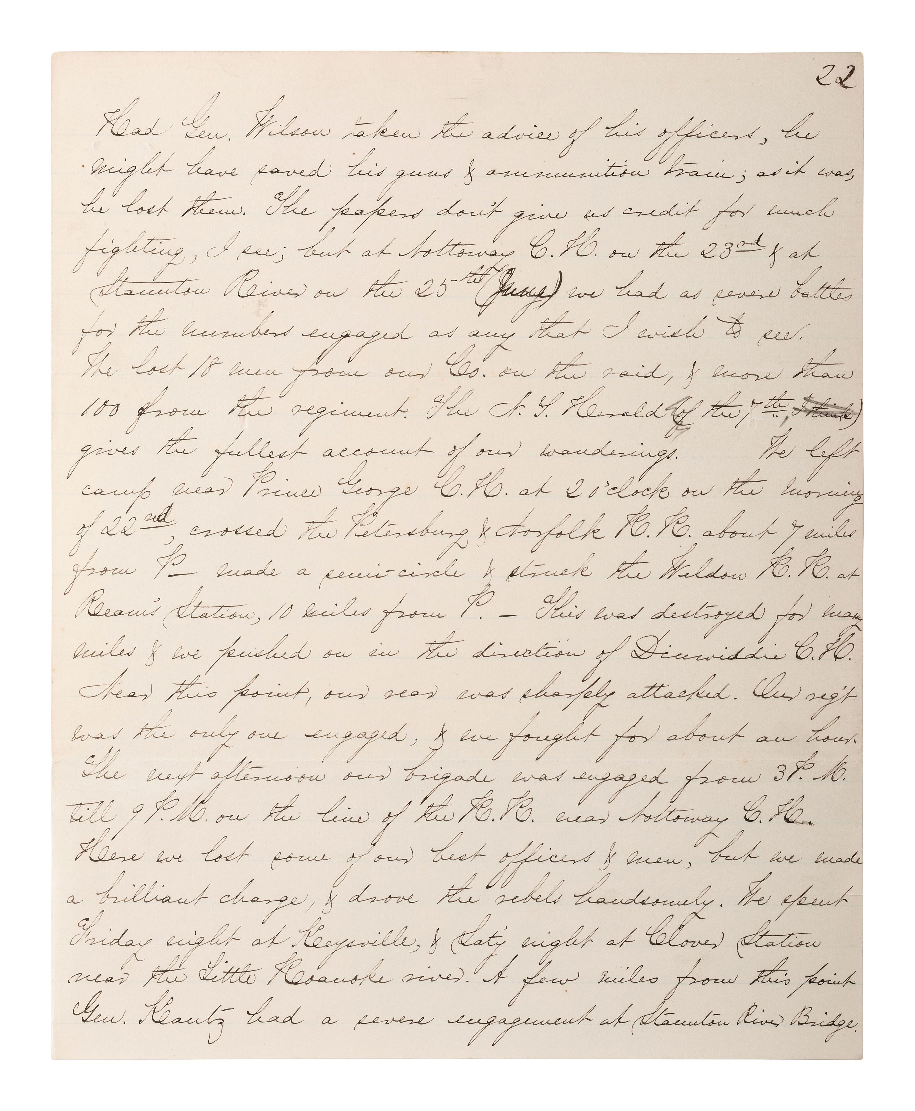 [CIVIL WAR - CUSTER, George A.]. Manuscript documenting the wartime experiences of Major Harlan Page Lloyd, 22nd New York Cavalry and 24th New York Light Artillery, aid to Custer during the Shenandoah Campaign.