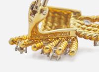 A Pair of 18K Yellow Gold and Diamond Schlumberger Tiffany & Co. Ear Clips
