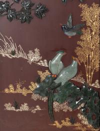 A Chinese Hardstone-Inlaid Six-Panel Floor Screen