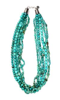 A Contemporary Turquoise Bead Necklace Length 24 inches.