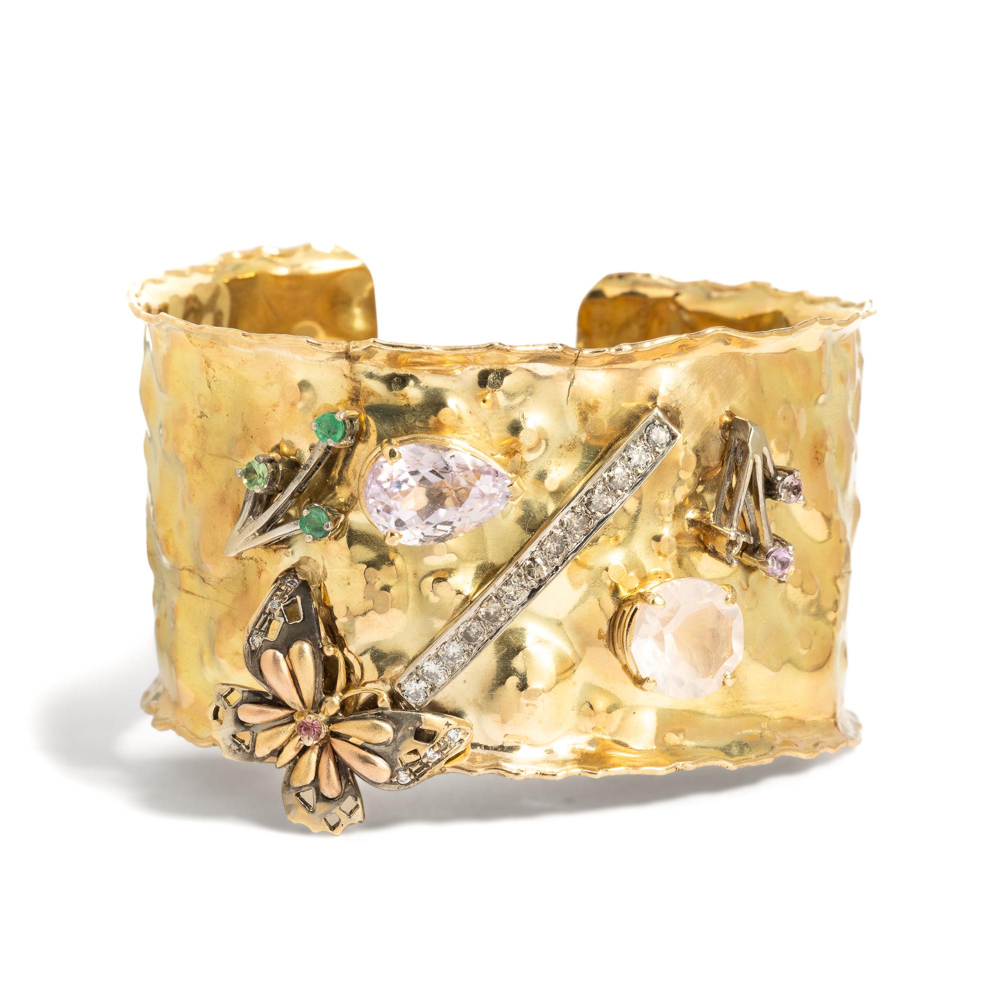 MULTIGEM AND YELLOW GOLD CUFF BRACELET