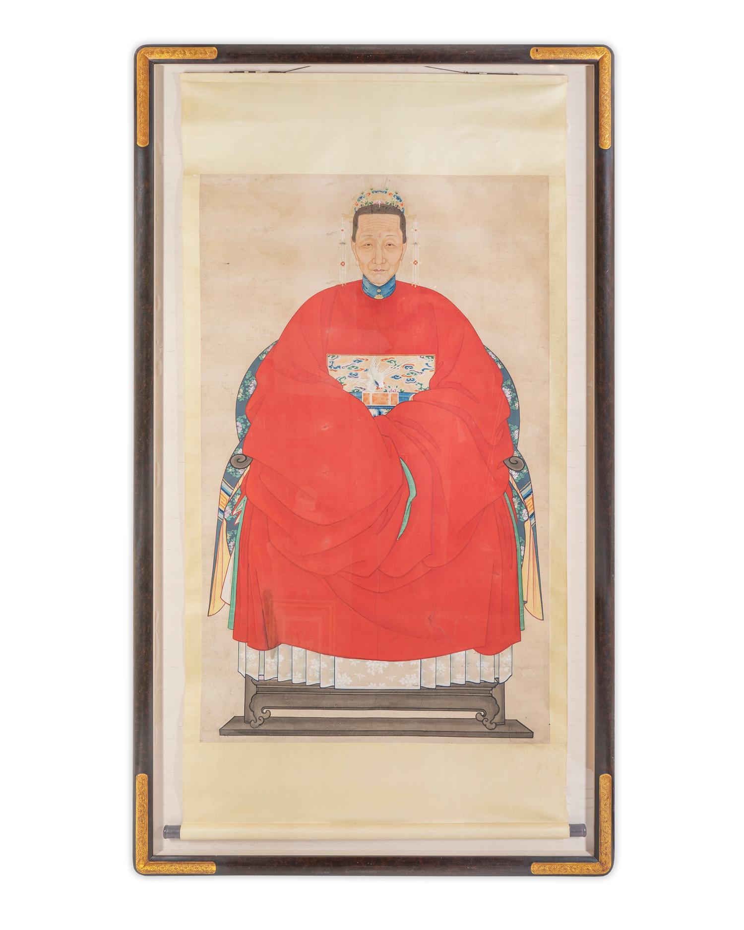 A Large Chinese Matriarch Ancestral Portrait — 19TH CENTURY