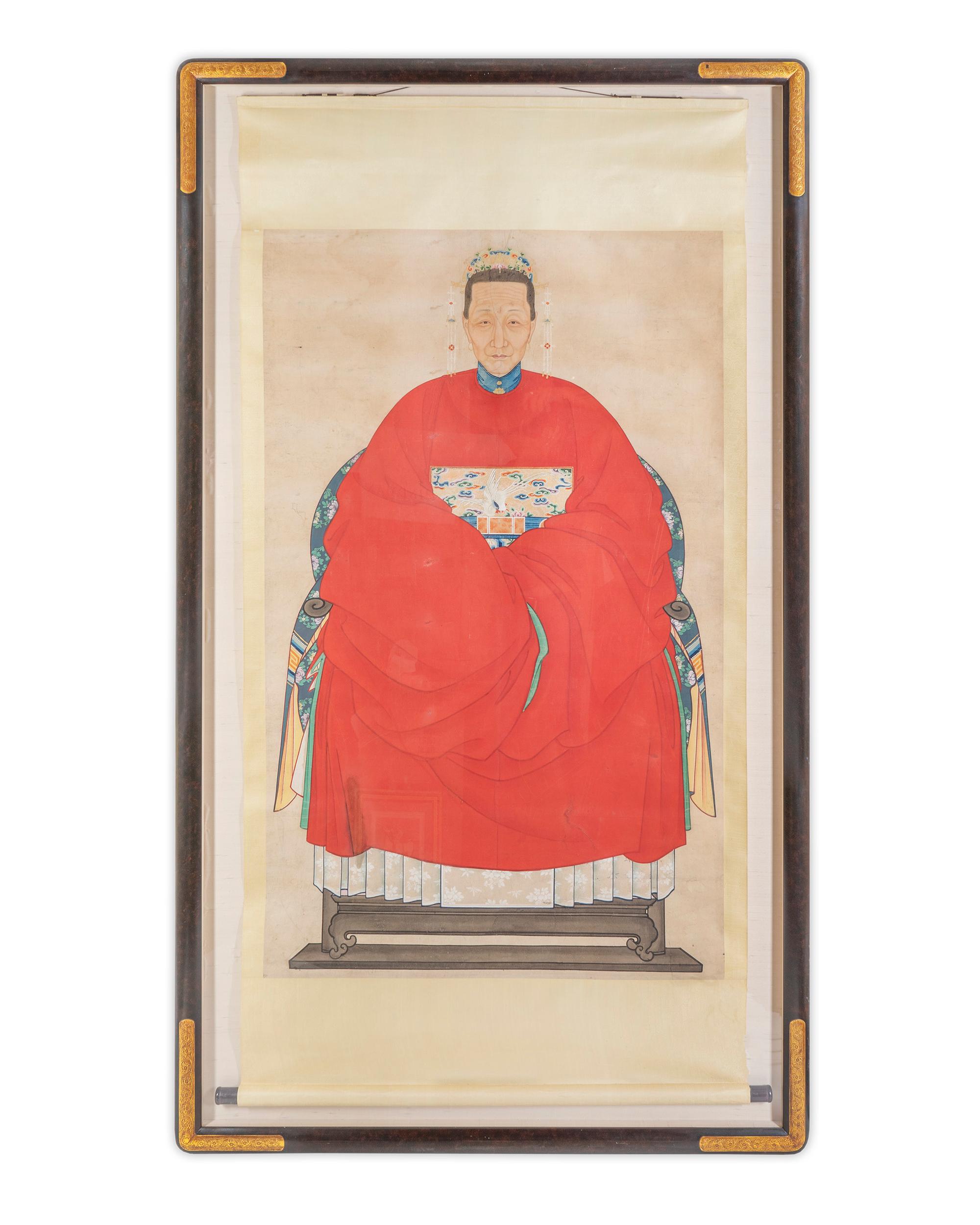 A Large Chinese Matriarch Ancestral Portrait — 19TH CENTURY