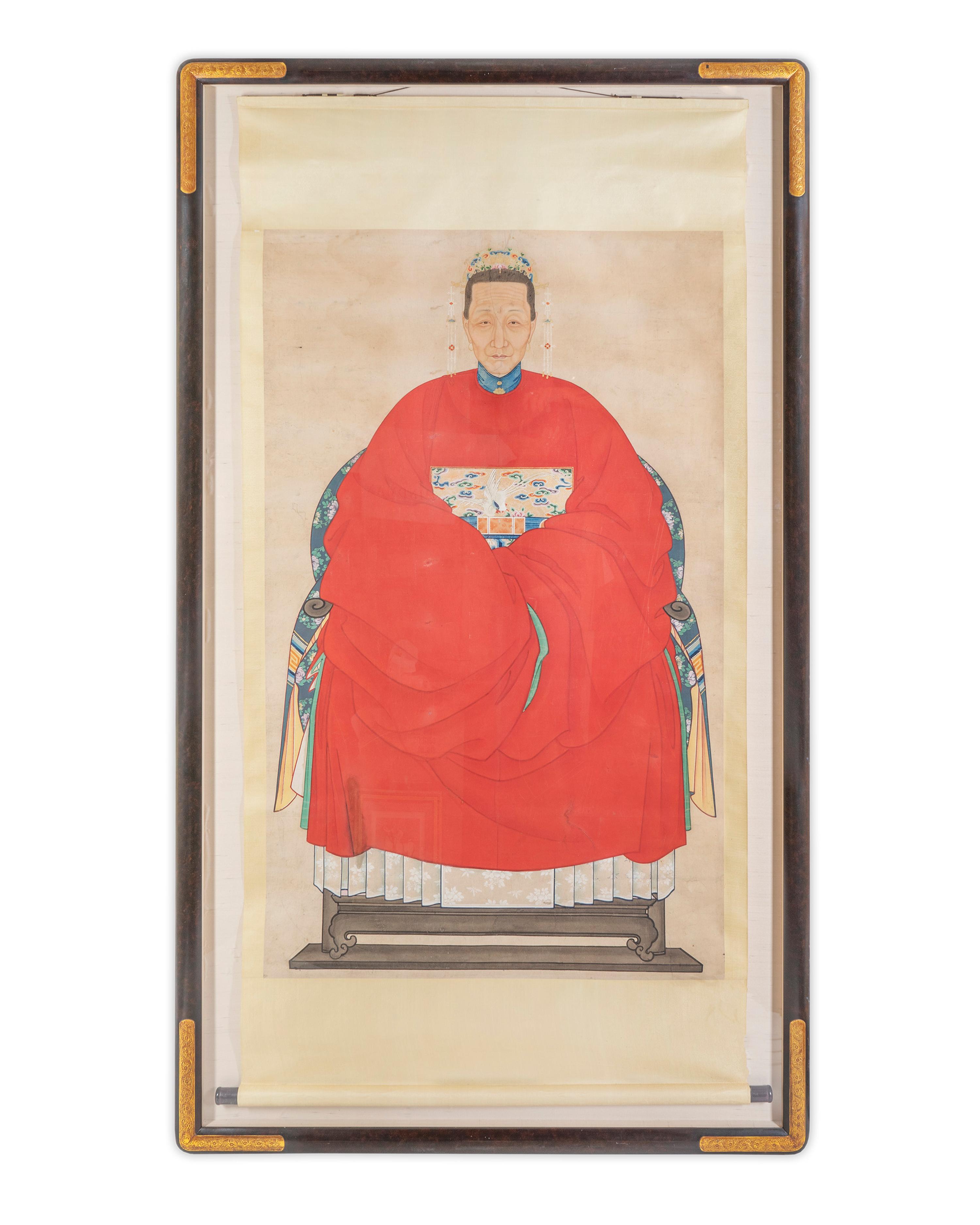 A Large Chinese Matriarch Ancestral Portrait — 19TH CENTURY