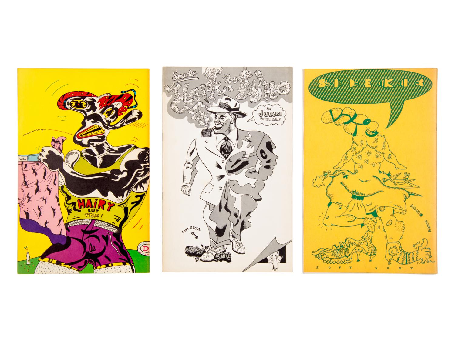 The Hairy Who Sideshow , 1967, Smoke Hairy Who , 1968 and Hairy Who (Cat-a-log) , 1969