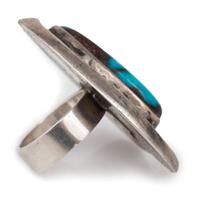Tufa Cast Silver Ring, Set with a Bisbee Turquoise Cabochon