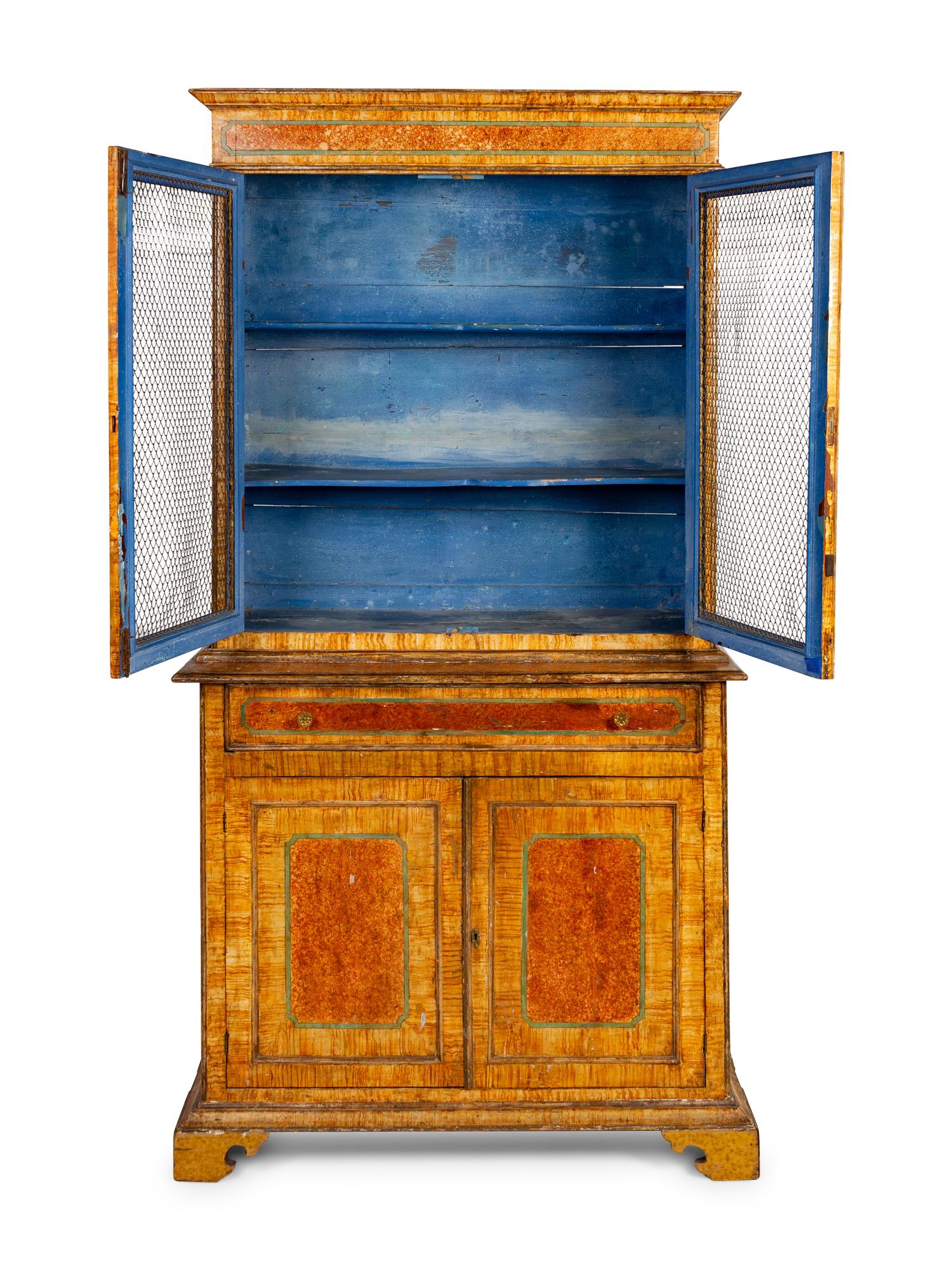 An Italian Grain-Painted Bookcase Cabinet