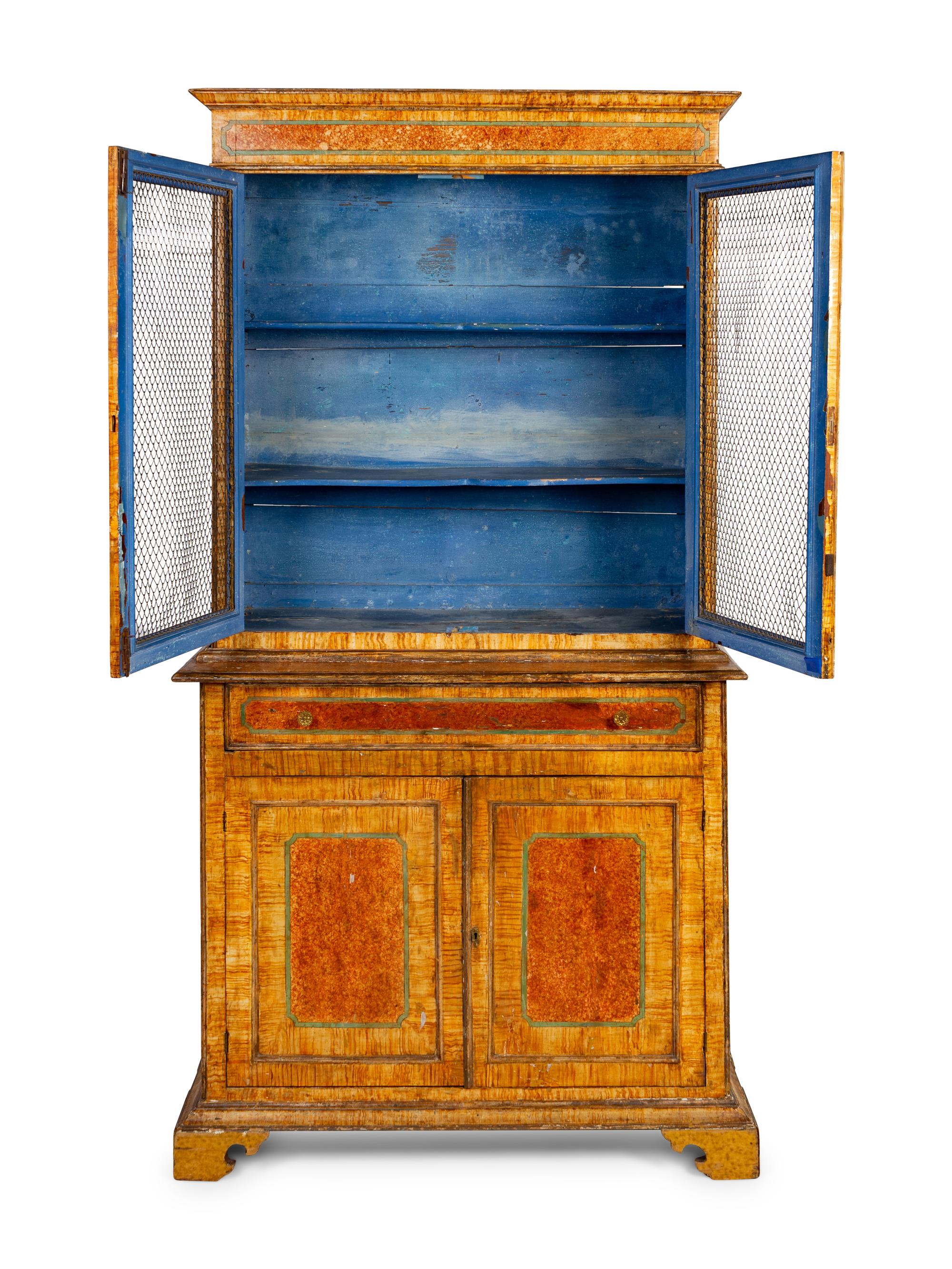 An Italian Grain-Painted Bookcase Cabinet