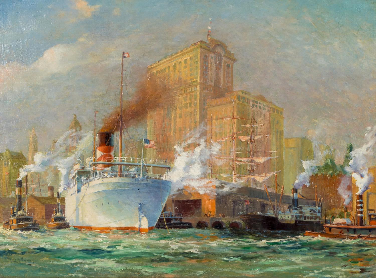 Freighter in Dock, New York