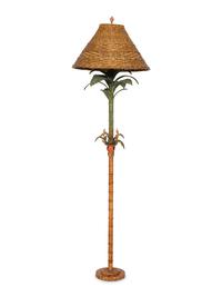 An Italian Painted Tole Palm-Form Floor Lamp