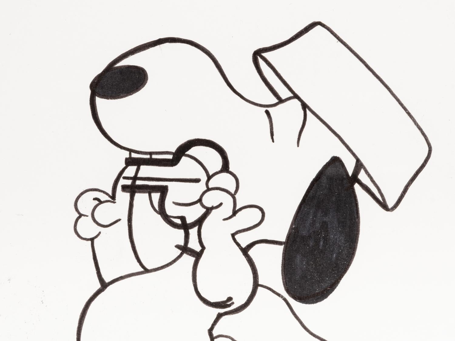 (Cartoon Art) SCHULZ, Charles (1922-2000). Pen and ink drawing of ‘Snoopy’ from “The Peanuts.”