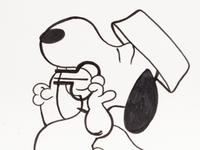 (Cartoon Art) SCHULZ, Charles (1922-2000). Pen and ink drawing of ‘Snoopy’ from “The Peanuts.”