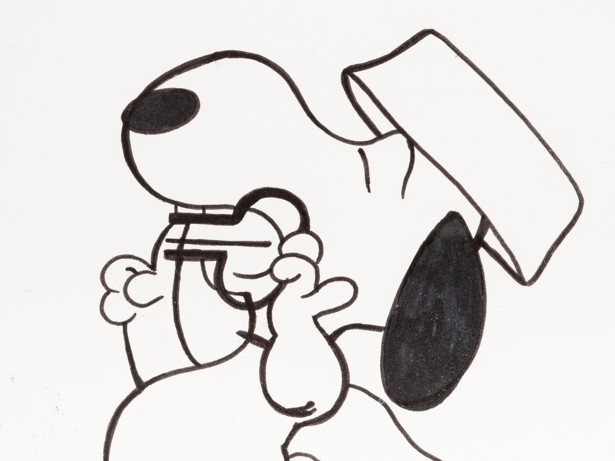 (Cartoon Art) SCHULZ, Charles (1922-2000). Pen and ink drawing of ‘Snoopy’ from “The Peanuts.”