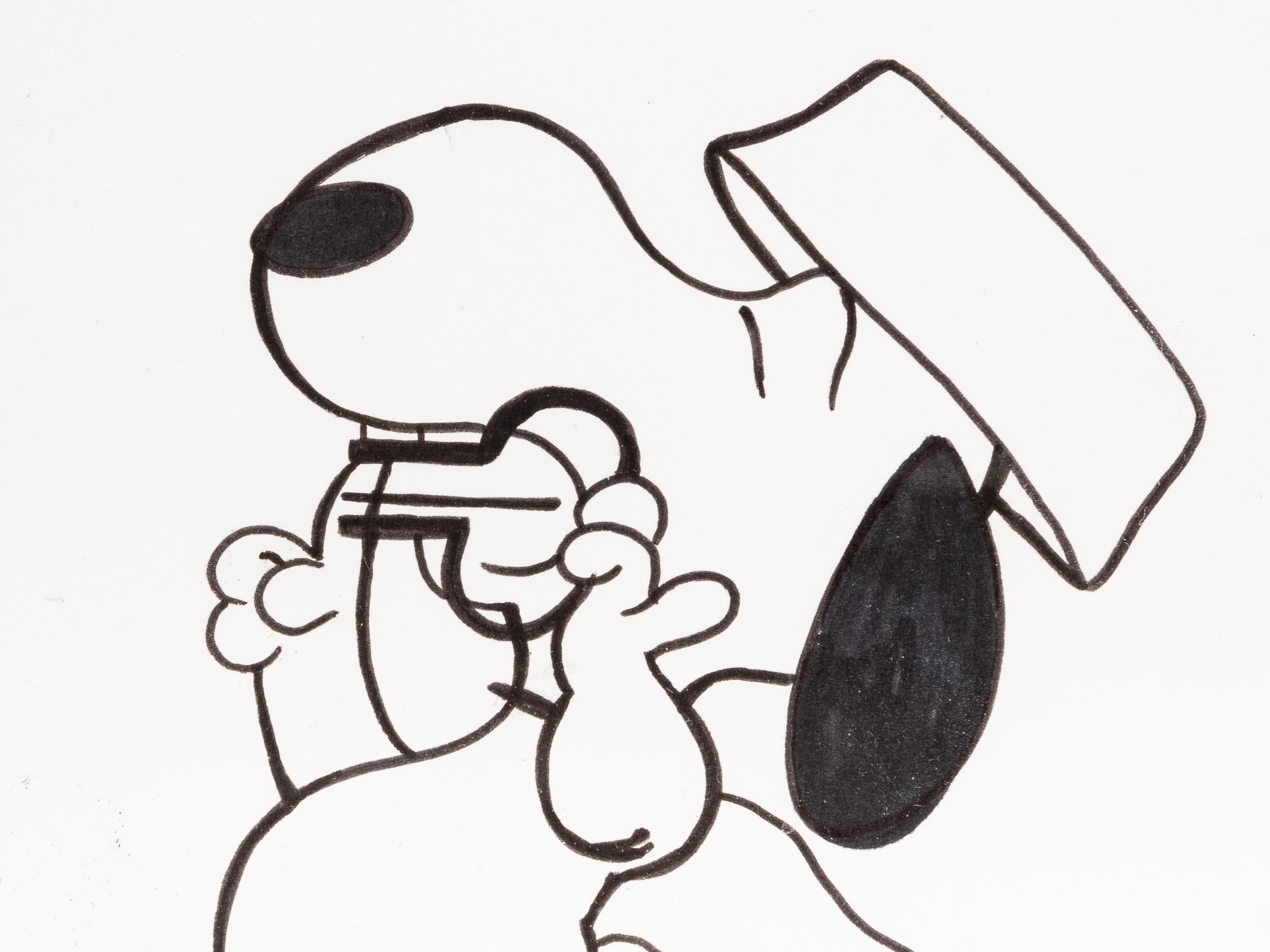 (Cartoon Art) SCHULZ, Charles (1922-2000). Pen and ink drawing of ‘Snoopy’ from “The Peanuts.”