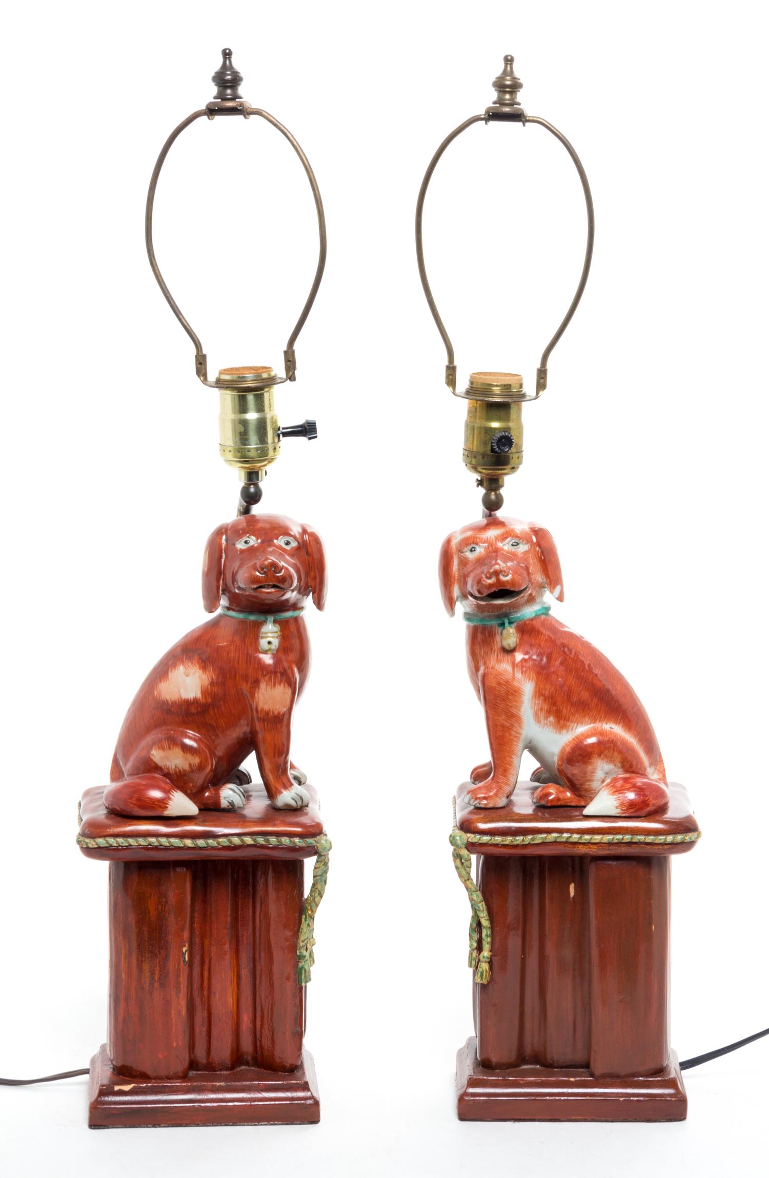 Two Staffordshire Dogs Height overall 22 1/2 inches.