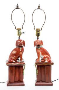 Two Staffordshire Dogs Height overall 22 1/2 inches.