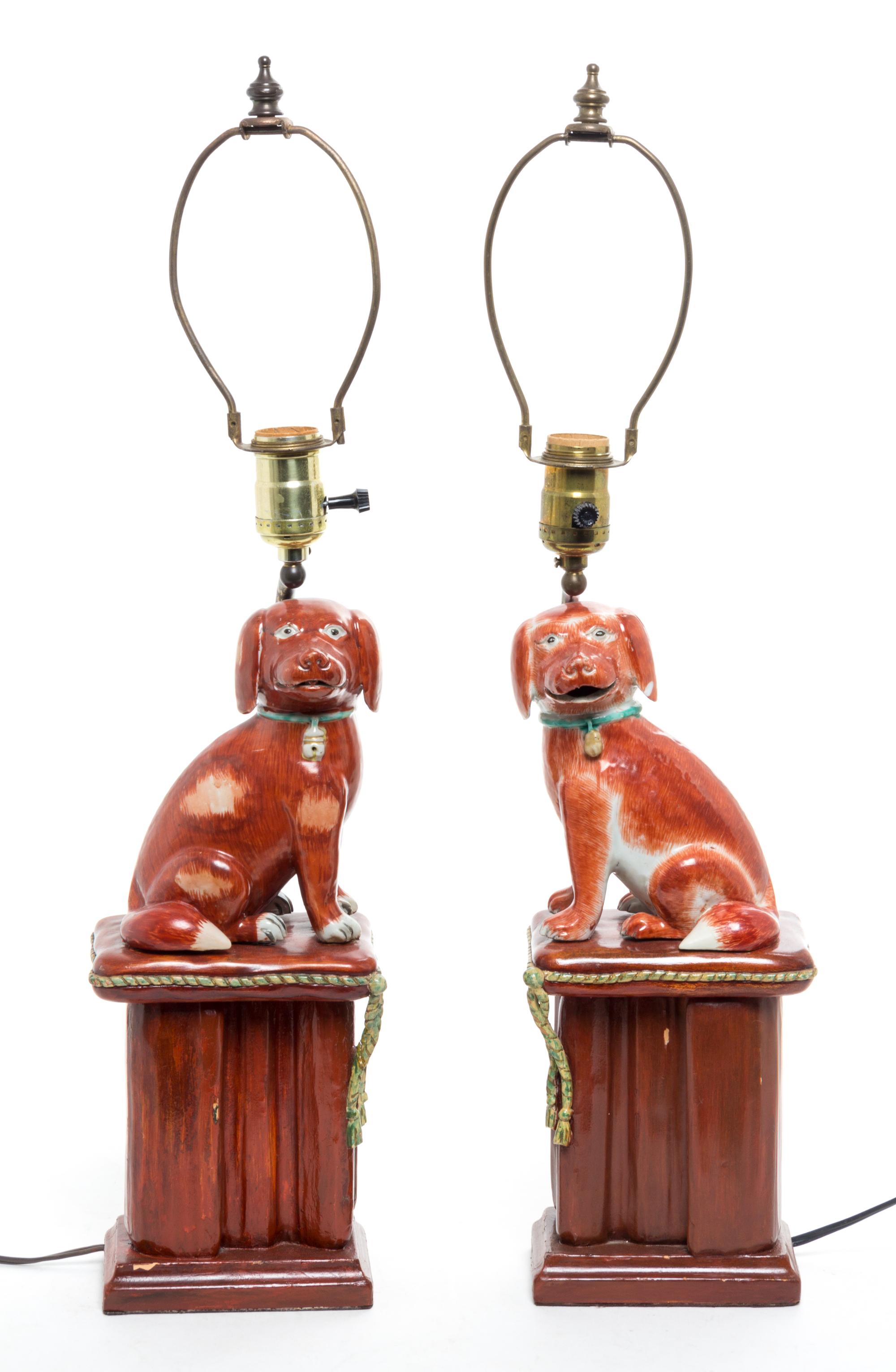 Two Staffordshire Dogs Height overall 22 1/2 inches.