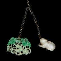 A Chinese Coral, Jade, Jadiete and Hardstone Necklace
