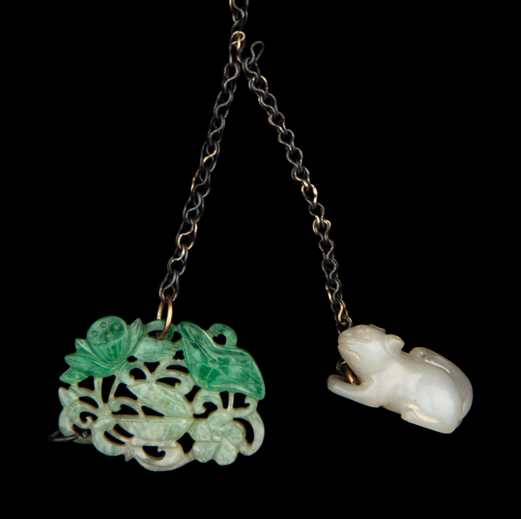 A Chinese Coral, Jade, Jadiete and Hardstone Necklace
